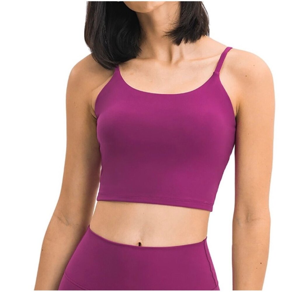 Lemedy‎ Crop Tank Top Sports Bra Womens Medium Pink New Spaghetti Straps
